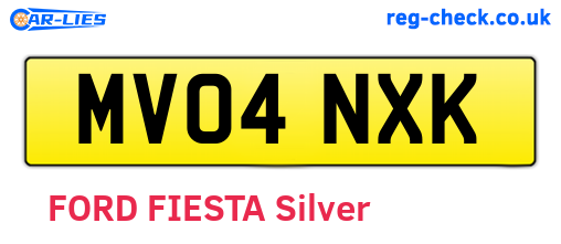 MV04NXK are the vehicle registration plates.