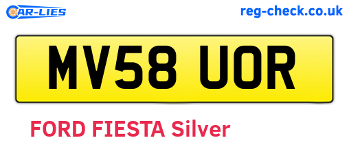 MV58UOR are the vehicle registration plates.