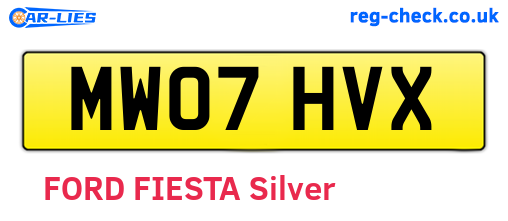 MW07HVX are the vehicle registration plates.