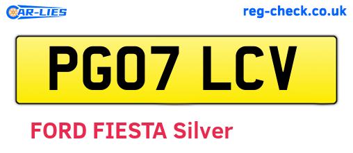 PG07LCV are the vehicle registration plates.