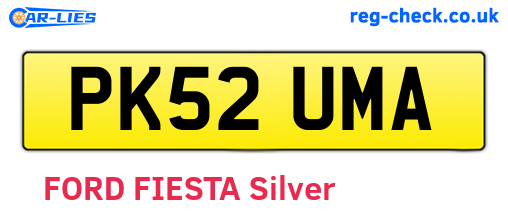 PK52UMA are the vehicle registration plates.