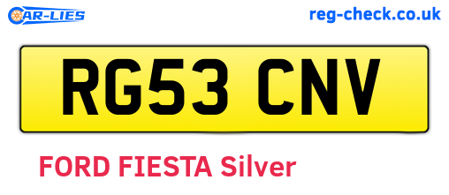 RG53CNV are the vehicle registration plates.