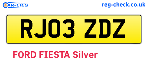 RJ03ZDZ are the vehicle registration plates.