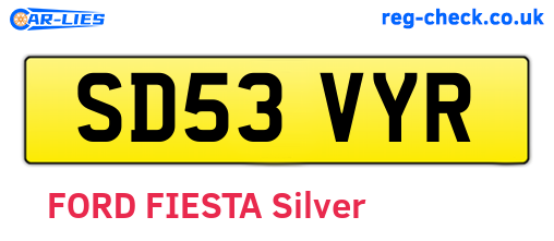 SD53VYR are the vehicle registration plates.