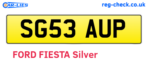 SG53AUP are the vehicle registration plates.