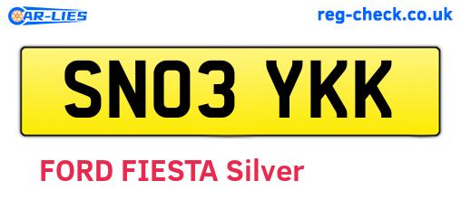 SN03YKK are the vehicle registration plates.