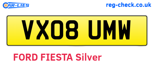 VX08UMW are the vehicle registration plates.
