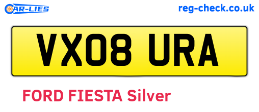 VX08URA are the vehicle registration plates.