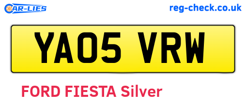 YA05VRW are the vehicle registration plates.