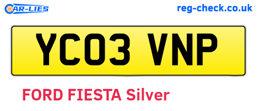 YC03VNP are the vehicle registration plates.
