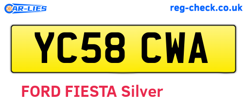 YC58CWA are the vehicle registration plates.