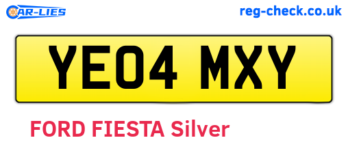YE04MXY are the vehicle registration plates.