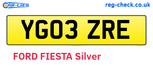 YG03ZRE are the vehicle registration plates.