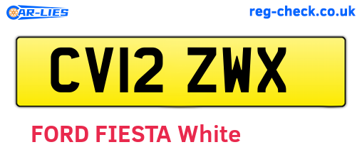 CV12ZWX are the vehicle registration plates.