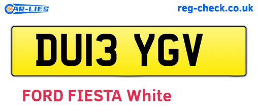 DU13YGV are the vehicle registration plates.