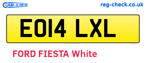 EO14LXL are the vehicle registration plates.