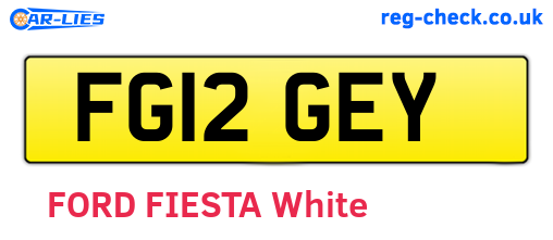 FG12GEY are the vehicle registration plates.