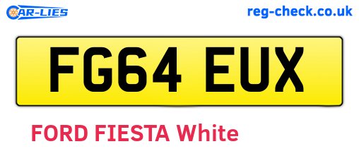 FG64EUX are the vehicle registration plates.