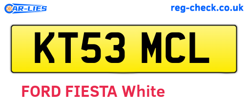 KT53MCL are the vehicle registration plates.