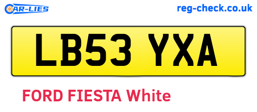 LB53YXA are the vehicle registration plates.