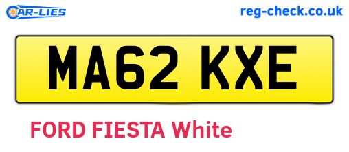 MA62KXE are the vehicle registration plates.