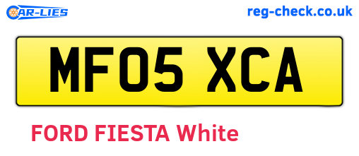 MF05XCA are the vehicle registration plates.