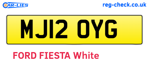 MJ12OYG are the vehicle registration plates.
