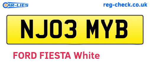 NJ03MYB are the vehicle registration plates.