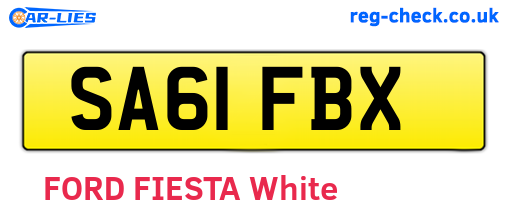 SA61FBX are the vehicle registration plates.