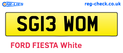 SG13WOM are the vehicle registration plates.