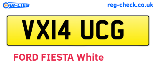 VX14UCG are the vehicle registration plates.