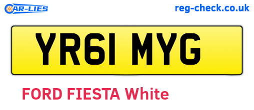 YR61MYG are the vehicle registration plates.