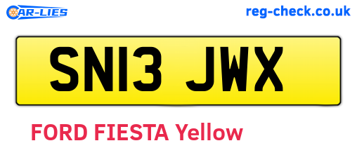 SN13JWX are the vehicle registration plates.