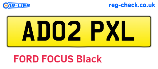AD02PXL are the vehicle registration plates.