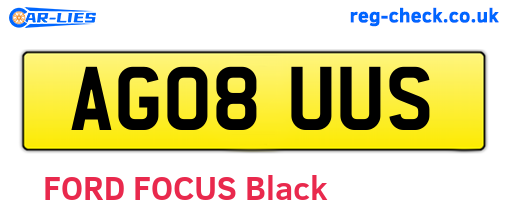 AG08UUS are the vehicle registration plates.