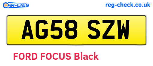 AG58SZW are the vehicle registration plates.