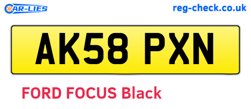 AK58PXN are the vehicle registration plates.