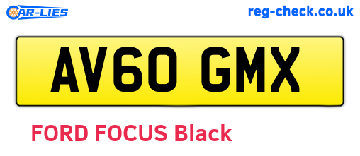 AV60GMX are the vehicle registration plates.