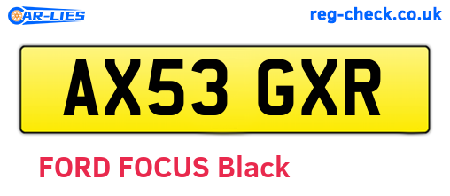AX53GXR are the vehicle registration plates.