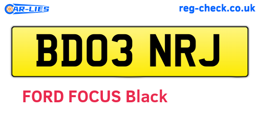 BD03NRJ are the vehicle registration plates.