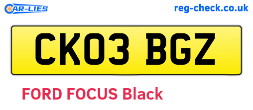 CK03BGZ are the vehicle registration plates.