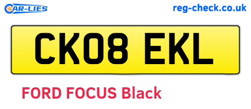 CK08EKL are the vehicle registration plates.
