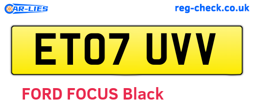 ET07UVV are the vehicle registration plates.