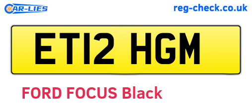 ET12HGM are the vehicle registration plates.