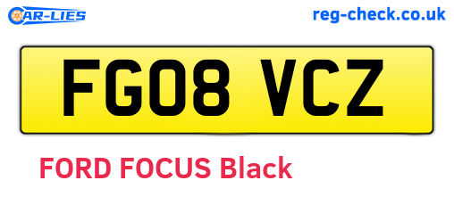 FG08VCZ are the vehicle registration plates.