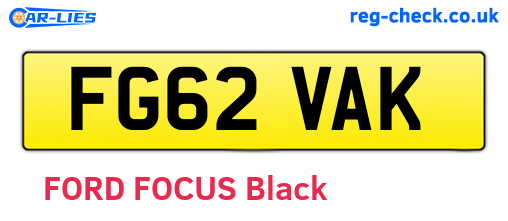 FG62VAK are the vehicle registration plates.