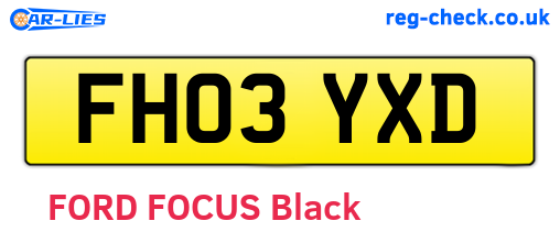 FH03YXD are the vehicle registration plates.