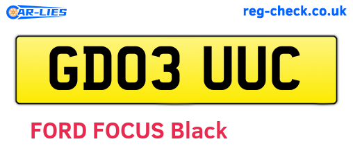 GD03UUC are the vehicle registration plates.
