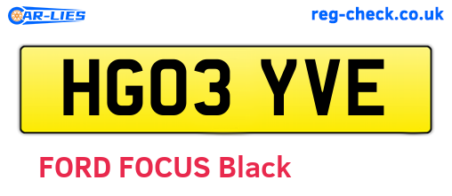 HG03YVE are the vehicle registration plates.