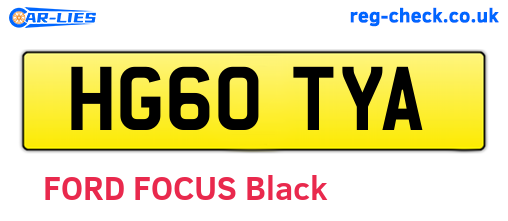 HG60TYA are the vehicle registration plates.